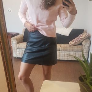 Forever New Black Leather Mini Skirt